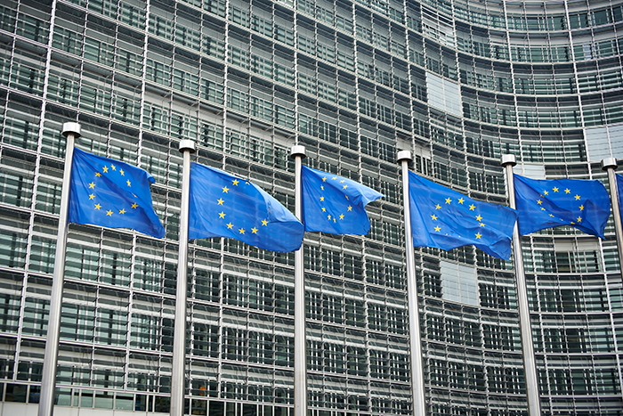 european flags front berlaymont building headquarters