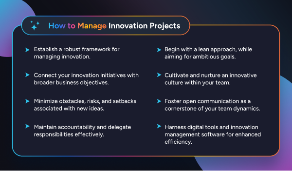 Several ideas on how to manage innovation projects